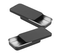 LIFKOME 2 pièces Boîte Métallique de Rangement à Glissière Mat Noir Boîte Compacte pour Cosmétiques Pilules et Petits Objets avec Couvercle Coulissant Facile à Ouvrir