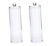 LIFKOME 2 pièces Boîte Rangement Maquillage Transparente Organisateur pour Cotons Démaquillants Rond Boîte Étanche Anti-poussière pour Salle de Bain