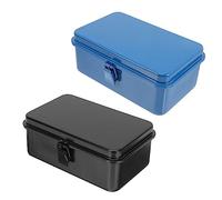 LIFKOME 2 pièces Boîtes à Outils Métalliques Robustes Coffres Rangement Voiture Portables Fer Épais Valisettes Organisateurs pour Stockage Outils Auto et Atelier