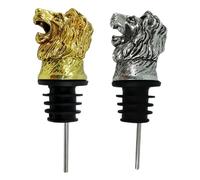 LIFKOME 2 pièces Bouchon de Vin Forme de Lion de Verseurs pour Bouteilles de Vin Doré Argenté Accessoire pour Maison et Fête