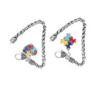 LIFKOME 2 pièces Bracelets Puzzle Alliage de Zinc Délicates Chaînes de Main pour Sensibilisation à Autisme Cadeaux Légers et Durables pour Filles et Garçons Accessoires Mode pour Fêtes et