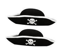 LIFKOME 2 Pièces chapeau de pirate tête de mort chapeau halloween chapeau d'halloween chapeau tricorne pirate chapeau de pirate deguisement adulte accessoires de cosplay Black