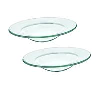 LIFKOME 2 pièces Coupelles Verre Transparent pour Brûleur Cire Parfumée Plat Rond pour Lampe Diffuseur Remplacement Facile et Surface Lisse Adapté Aux Chauffe-Cire et Bougies