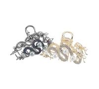 LIFKOME 2 Pièces Dragon Hair Clips For Women Large Strong Metal Pearl Claw Clips Chinese Dragon Design Hair Accessories For Half-up Hairstyles Lightweight And Secure Hold