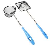 LIFKOME 2 Pièces Filet de Pêche Télescopique en Acier Inoxydable | Poignée Ergonomique Pliable, Maille Fine Solide, pour Aquarium et Étang, Pêche Douce