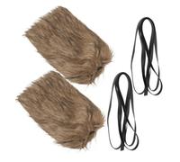 LIFKOME 2 Pièces Fluffy Viking Leg Warmers With Adjustable Straps Faux Fur Medieval Boot Covers For Costume Cosplay Unisex Warm Fuzzy Leg Wraps For Women And Men