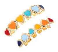 LIFKOME 2 Pièces Grills Dentaires Métal Doré avec Cœur Accessoires de Bouche Hip Hop Unisexes pour Cosplay Fêtes et Décoration de Sourire
