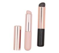 LIFKOME 2 pièces Lot de Pinceaux Nail Art Silicone Brosse Ongles Poudre Applicateur Gel Professionnel Ergonomique pour Manucure Détaillée Noir et Rose