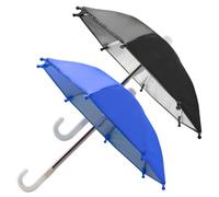 LIFKOME 2 pièces Mini Parapluie de Téléphone Portable Étanche et Anti-perméabilité Décoration Légère et Compacte pour Vélo Lot de Parasols Bleu Noir