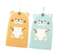 LIFKOME 2 pièces Moufles de Bain Garçon Fille Douces Moufle de Toilette Cartoon Tigre Bleu et Jaune pour Nettoyage Corporel et Garçon Fille