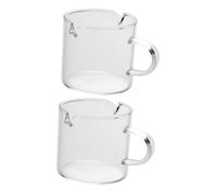 LIFKOME 2 pièces Verres Espresso Verre Borosilicate Transparent avec Double Bec Anti-goutte Pichet Mini pour Café et Thé Accessoires Bar Maison