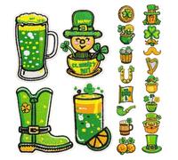 LIFKOME 20 Pièces Lot de Écussons Brodés Saint-patrick Polyester Patchs à Coudre Trèfle Irlandais Multicolores pour Vêtements Vestes Jeans et Accessoires DIY