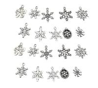 LIFKOME 20 pièces Lot de Pendentifs Flocon de Alliage Argenté pour Bijoux DIY Accessoires de Décoration de Noël Breloques Petites et Durables pour Bracelets et Colliers