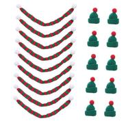 LIFKOME 20 Pièces Mini Christmas Knit Hat and Scarf Set Soft Fade-Resistant Wool Yarn Small Knitted Hats for Crafts DIY Doll Accessories and Holiday Decorations