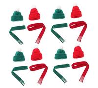 LIFKOME 20 Pièces Mini Santa Hats and Christmas Scarves Set Soft Knit Doll Accessories for DIY Crafts Tree Ornaments Wine Bottles and Holiday Decorations