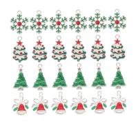 LIFKOME 24 Pièces Pendentifs Miniatures de Noël Alliage Argenté Décorations Sapin Breloques Bracelet et Bijoux DIY Flocon Cloche Arbre de Noël pour Créations Festives