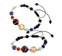 LIFKOME 2pièces Bracelet Galaxy Avec Pierres Naturelles Protectrice Femme Univers Système Solaire Guardian Star Polyvalent Pour Quotidien Fête Voyage