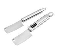 LIFKOME 2Pièces Couteau de Cuisine Multifonction Acier Inoxydable Mini Couperet avec Spatule à Fromage Modèle Dérapant et Tout Acier pour Découpe des Aliments