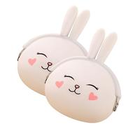 LIFKOME 2pièces Pochette Silicone Multifonctionnelle Portefeuille De Forme De Lapin Cartoon Couleur Bonbon pour Accessoires De Voyage