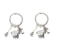 LIFKOME 2pièces Porte-clés De Zinc Avec Pendentif Balai Et Seau Accessoire De Décoration Pour à Main Ou Trousseau Thème Nettoyage Pratique Et Adorable