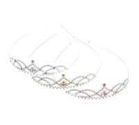 LIFKOME 3 pièces Bandeaux Couronne Princesse Brillante Strass pour Filles Accessoires Cheveux Anniversaire Set et Élégant Rose Doré