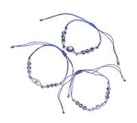 LIFKOME 3 pièces Bracelet Œil Perles Bleu Bijoux Unisexes et Fil Ciré Accessoire pour et Fêtes
