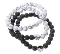 LIFKOME 3 pièces Bracelet Sportif Symboles d'Équilibre Perles Élastiques Noires et Blanches Accessoire Unisexe pour Lien Amitié et Harmonie Quotidienne