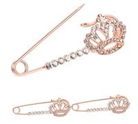 LIFKOME 3 Pièces Broches Pour Femmes Broches Pour La Mode Féminine Esthétique De La Pinces à Chandail Pour Cardigans Couronne Femme En Plaqué or Rose Strass