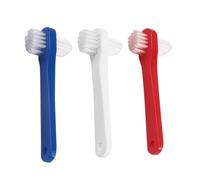 LIFKOME 3 pièces Brosse à Dents pour Dentier Tête Double Petite Poils Moyens pour Nettoyage Précis des Zones Difficiles Outil de Nettoyage pour Adultes Lot Blanc Rouge Bleu
