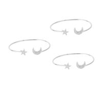 LIFKOME 3 Pièces Décor De Bracelet Bracelets D'amitié Bijoux D'amitié Bijoux De Lune Bracelets En Strass Rétro Bracelet Jonc Réglable Bracelet Jonc Ouvert Bijoux De Mode Silver