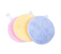LIFKOME 3 pièces Éponges Maquillage Rondes Lavables Réutilisables pour Soins Visage Démaquillage et Nettoyage Doux Mousse Simple et Confortable Assortiment Jaune Rose Bleu