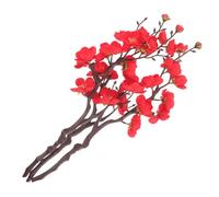 LIFKOME 3 pièces Lot de Branches Artificielles de Fleur de Prunier Rouge Vif Décoration Maison et Intérieur Tiges en Soie Réalistes pour Vase et Arrangement Floral