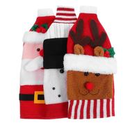 LIFKOME 3 Pièces Lot de Housses Tricotées pour Bouteilles de Vin Décoration Festive de Noël avec Père Noël Bonhomme Renne Couvertures de Bouteilles Élégantes pour Table de Fête Hivernale
