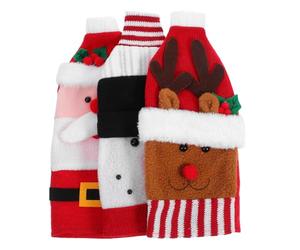 LIFKOME 3 Pièces Lot de Housses Tricotées pour Bouteilles de Vin Décoration Festive de Noël avec Père Noël Bonhomme Renne Couvertures de Bouteilles Élégantes pour Table de Fête Hivernale
