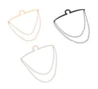 LIFKOME 3 Pièces Pinces à Cravate pour Homme Cuivre avec Double Chaîne Accessoires pour Costume et Chemise Clips de Col Résistants pour Mariage et Réunion Affaires Finitions Argent Or et