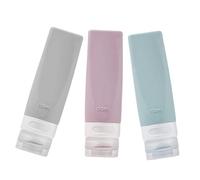 LIFKOME 3 pièces Set de Bouteilles de Voyage Silicone Souple Flacons Pression Rechargeables pour Shampooing Lotion et Gel Contenants et Étanches pour Voyageurs