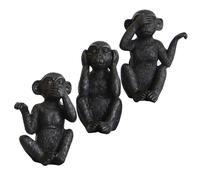 LIFKOME 3 pièces Statues Singes Résine Noires Décorations Animales Figurines de Bureau Maison