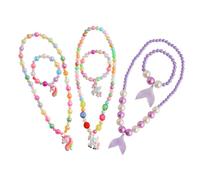 LIFKOME 3Ensembles Garçon Fille de Colliers et Bracelets Colorés pour Accessoires Fantaisie pour Fêtes et Occasions Spéciales