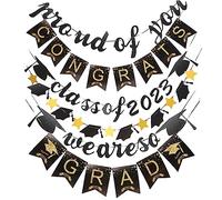 LIFKOME 4 Ensembles Bannière Graduation de Décorations pour Compris des Drapeaux des Ornements We Are So Proud Of You Class Of