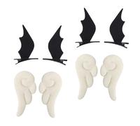 LIFKOME 4 Paires de Pinces à Cheveux Ailes d'Ange et Diable Accessoires Coiffure Créatifs pour Fille Épingles Halloween Design Petit Format Couleurs Blanc et Noir Fête et Cosplay