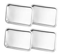 LIFKOME 4 pièces Assiettes Acier Inoxydable pour Garçon Fille Plateau Repas Stable et Profond pour Self Service Empilable et Facile à Nettoyer Adapté pour Camping et Usage