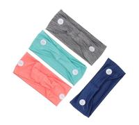 LIFKOME 4 pièces Bandeau Large avec Bouton Serre-tête Élastique Sport Anti-transpiration Bandeau Yoga Respirant pour Femmes et Filles Protection Oreilles pour Infirmières et Médecins