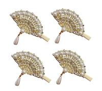 LIFKOME 4 Pièces Barrette à Perles Vintage Fan Coiffure Accessoires Cheveux pour Mariages et Fêtes