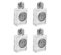 LIFKOME 4 Pièces Bouteille d'eau Bénite en Verre 15ml Relief | Finition Alliage, Format Portable, Usage Maison et Déplacements Courts, Accessoire de Bénédiction pour Foyer