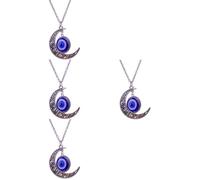 LIFKOME 4 Pièces Collier De Lune Décor Suspendu Lune Colliers D'oeil Pour Les Femmes Pendentif De Cou De Mode Oeil Yeux Bleus Pendentif Amulette Décor Bleu Cristal