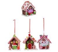 LIFKOME 4 Pièces Décorations Maison de Noël Pâte Polymère Ornements Boutique et Fête Décorations de Table et Intérieur Festif