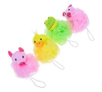 LIFKOME 4 pièces Éponge de Bain Animaux Cartoon Douce et Confortable avec Sangle pour Garçon Fille Éponge Exfoliante Colorée pour Bain