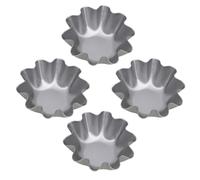 LIFKOME 4 pièces Moules à Tartelettes Mini Alliage Aluminium Résistant pour Pâtisserie Moules Individuels pour Œufs Pudding et Cupcakes Adaptés à Cuisine Maison et Professionnelle