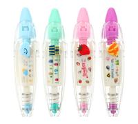 LIFKOME 4 Pièces Ruban Correcteur Adhésif Décoratif à Motif Dessin Animé | Pom PC ABS, Notes Manuscrites et Livres, Projets Créatifs pour Garçon Fille, Finition Mat Multicolore Style Aléatoire