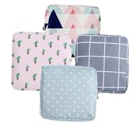 LIFKOME 4 pièces Sac de Rangement Portable Coton Pochette Petite Résistante Déchirure pour Serviettes Hygiéniques et Accessoires Design